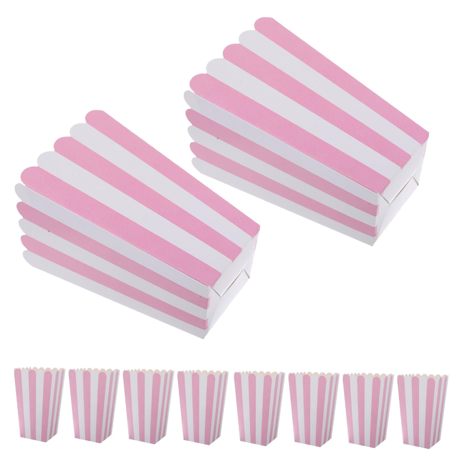 OUNONA 100piezas Cubo de Palomitas de Maíz Rayas Caja de Palomitas de Maíz de Papel Resistente al Aceite Cajas para Noches de Cine Fiestas y Celebraciones de Cumpleaños