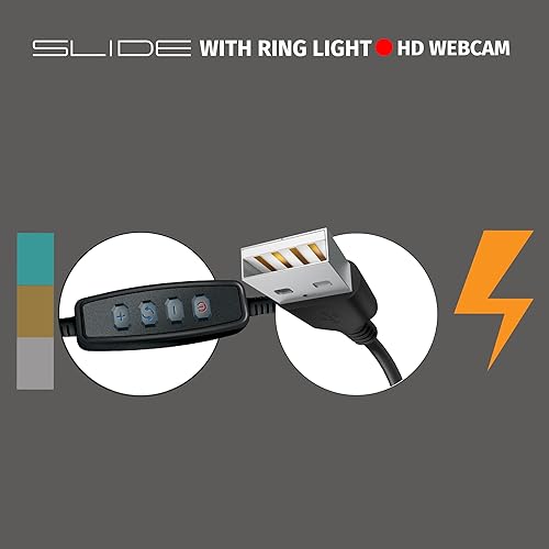 Miniatura 9 de Cámara web Slide 720P HD, anillo de luz portátil con soporte  Kit de vlogging para TikTok, YouTube, Twitch, equipo de transmisión  Cámara grabadora