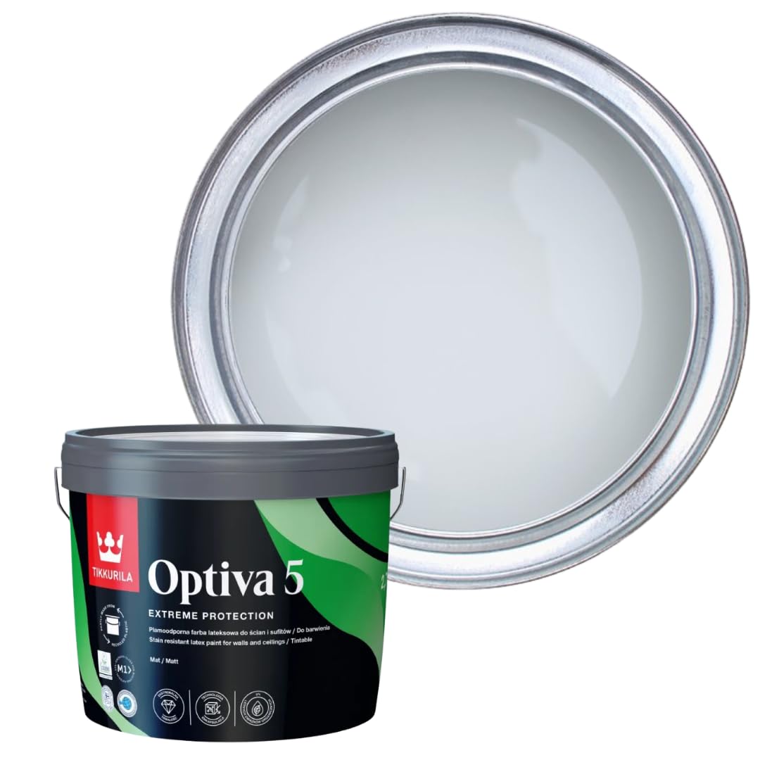 TIKKURILA Optiva 5 Matt Emulsion Paint – Durable, Scrubbable & Easy-Clean for Walls and Ceilings | Zero VOC - 3L Prince G490