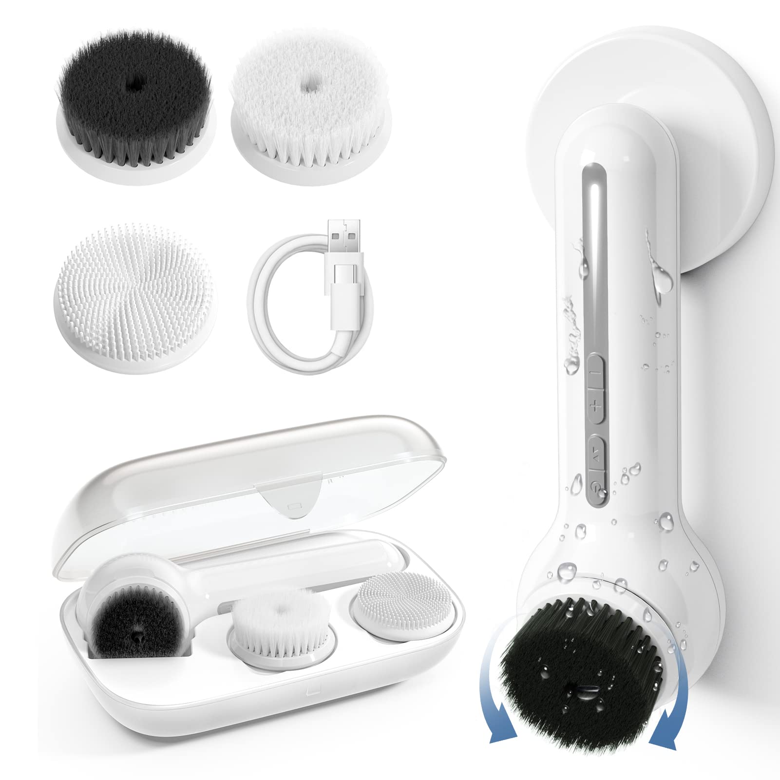 TOUCHBeauty Cepillo de limpieza facial, cepillo facial eléctrico con funda, cepillo facial recargable, cepillo eléctrico de limpieza facial con 6 modos de velocidad YM-1766A