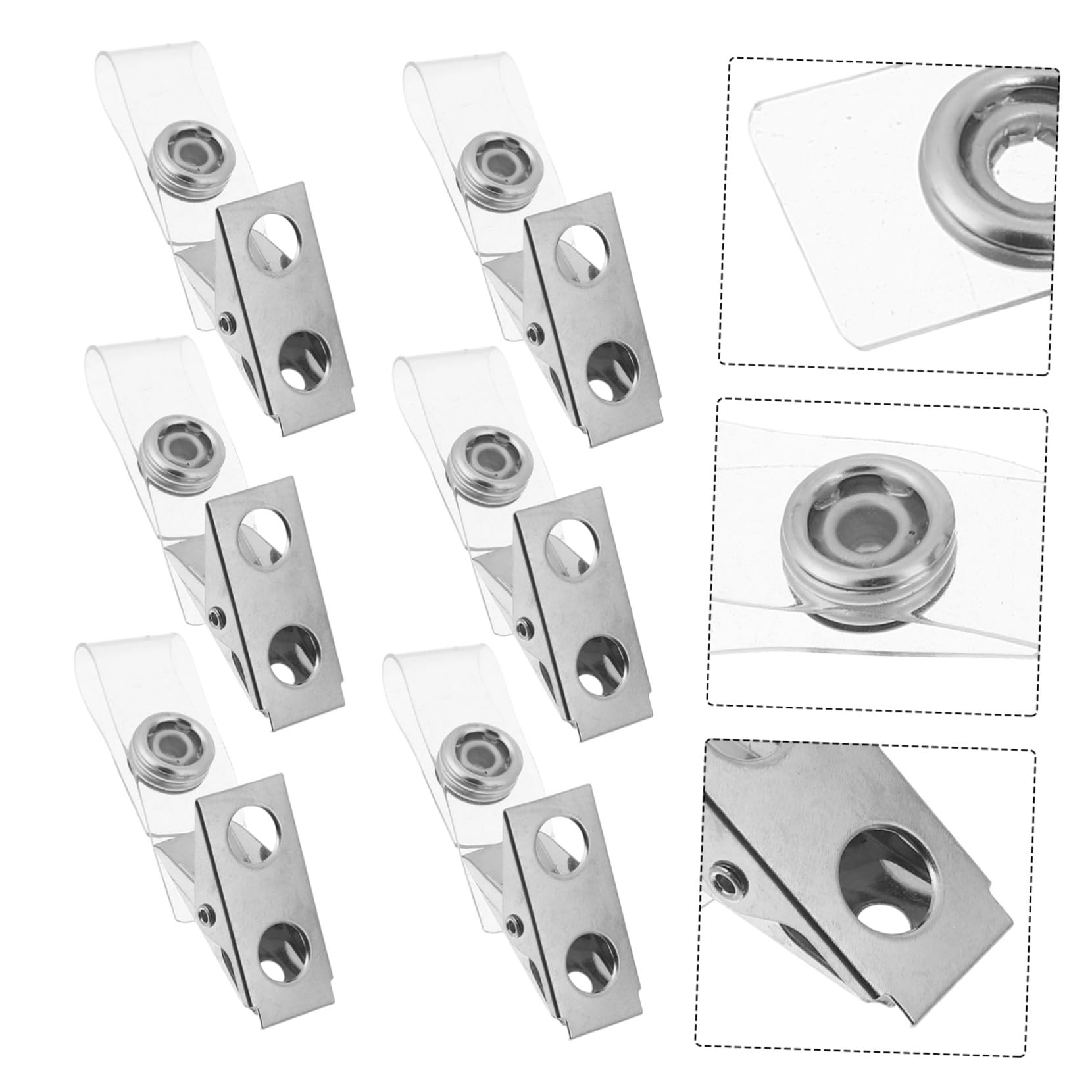 Porta Credenciales de Metal Plata 120piezas Plástico y Metal | Clips de Insignia de Metal, Clip de Identificación, Decoracion Colegio, Tarjeteros para Oficina y Estudiantes