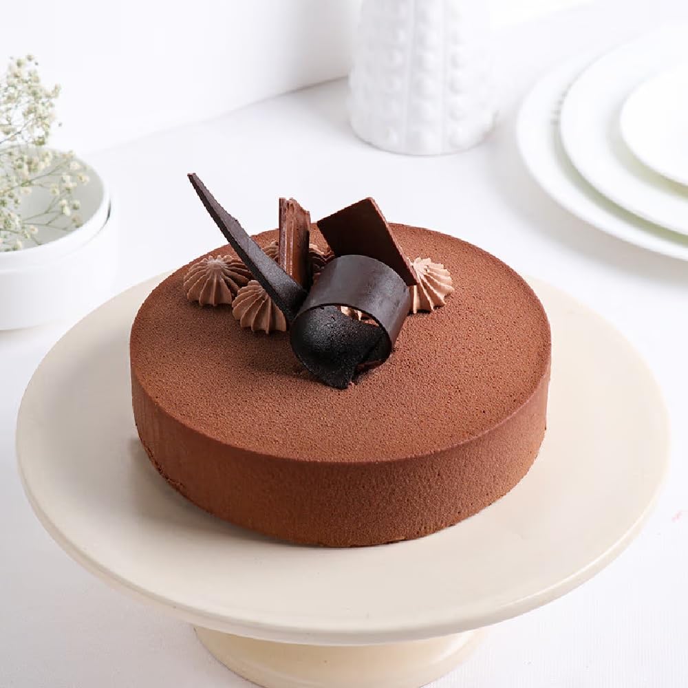 FlowerAura Delicious Silky Smooth Fresh 500 Grams Irresistible Belgian Chocolate Cake Gift's For Birthday, Anniversary, Valentine's Day, Mother's Day, Christmas, Wedding (Same Day Delivery)-picture-10