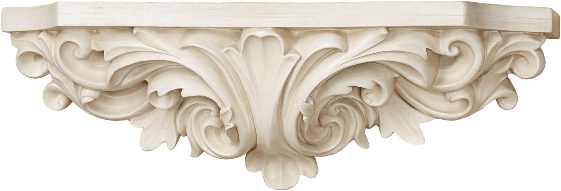 Touch of Class Astrella Antique White Wall Shelf | Victorian Style Decor for Bedroom, Living Room, Entryway