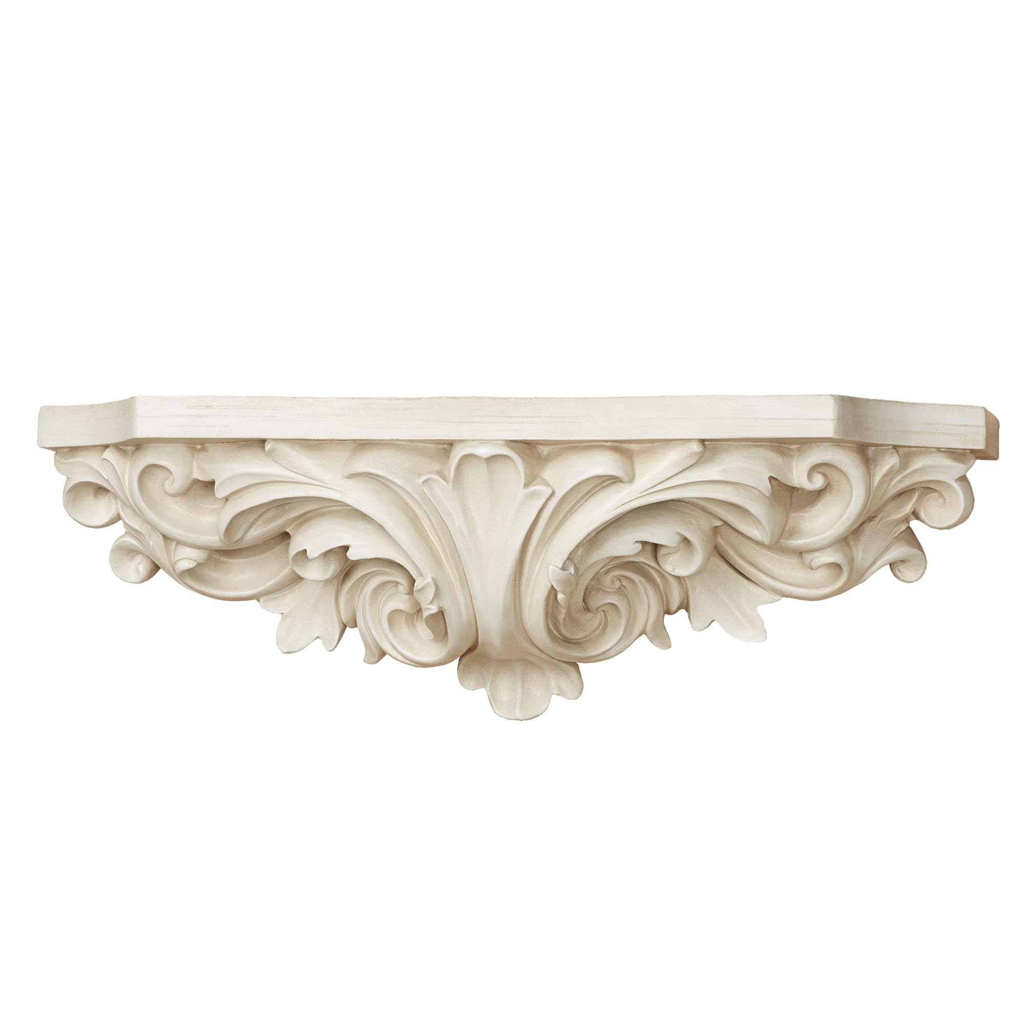 Touch of Class Astrella Antique White Wall Shelf | Victorian Style Decor for Bedroom, Living Room, Entryway