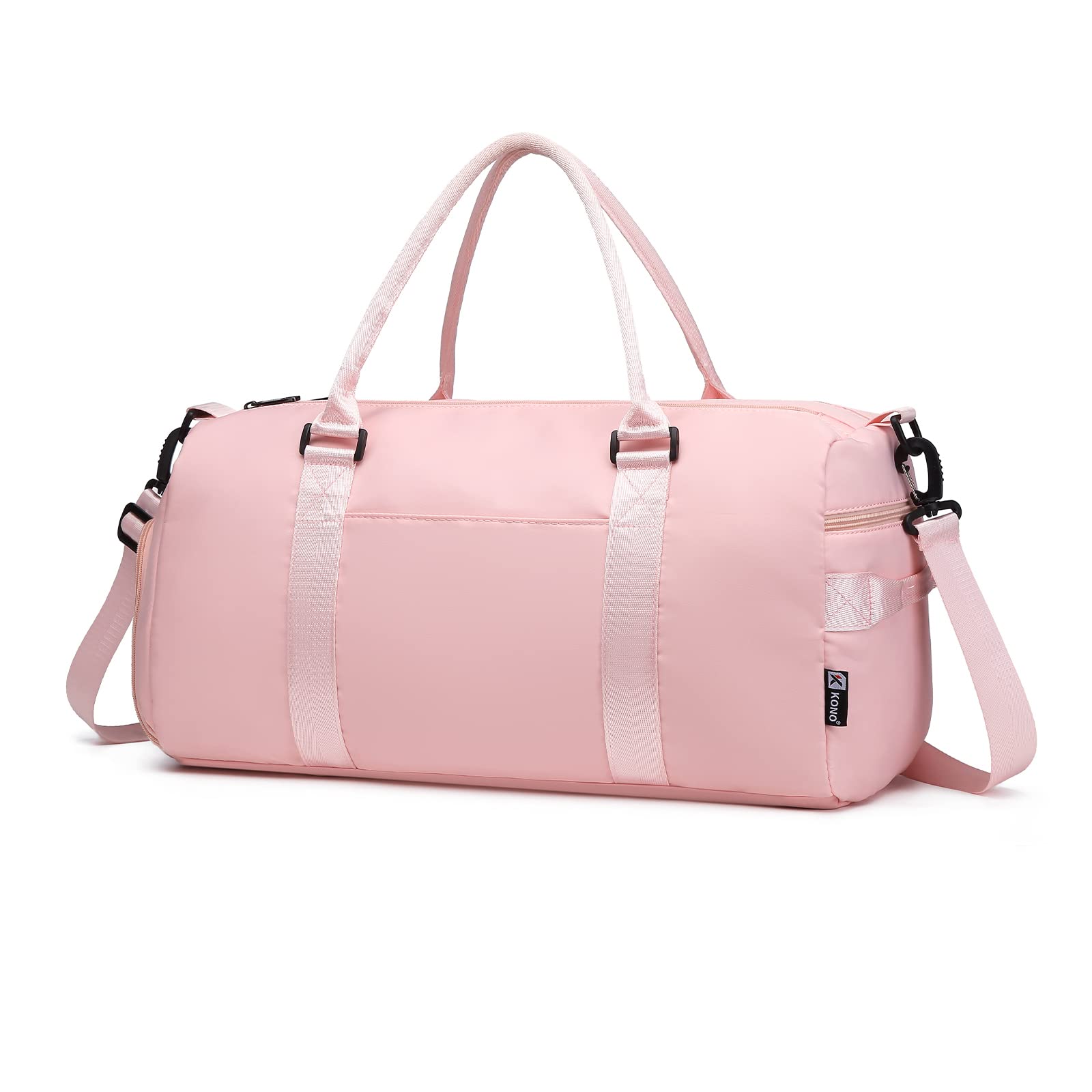 Kono Travel Duffel Bag Sports Gym Shoulder Bag for Women Men Overnight Weekend Carry on Holdall Bag with Wet Pocket and Shoe Compartment(Pink)