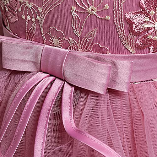 Girls Sleeveless Off Shoulder Bowknot Princess Dress Sequin Ruffle Tutu Pageant Birthday Party Gown (Purple, 7-8 Years)4