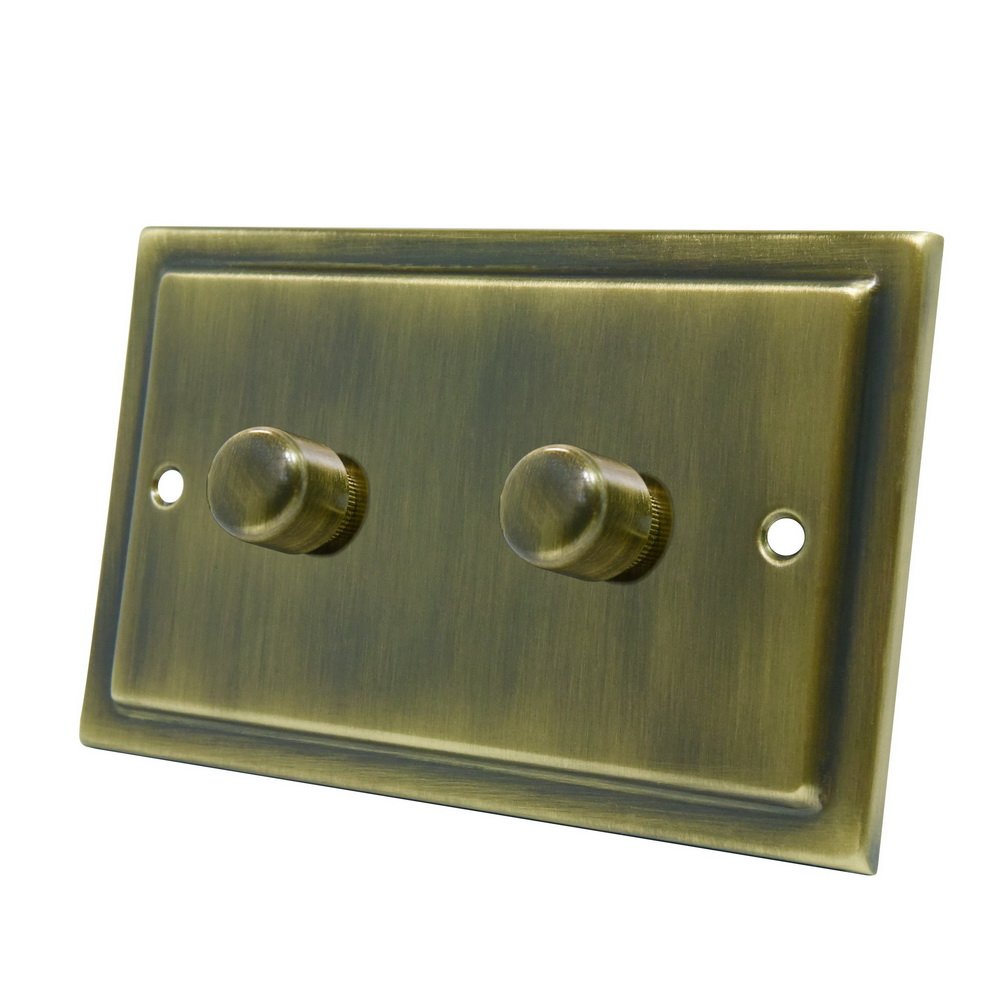 Alliance Electrical Light Aet Vab2gdim10 1000 W 10 A 2 Gang 2 Way Victorian Antique Brass Dimmer Switch