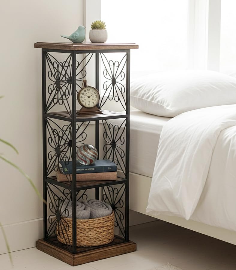 DE KRAFTSMAN Corner Shelf for Living Room | Corner Stand |showpiece Display Rack Wrought Iron Handmade-image-22