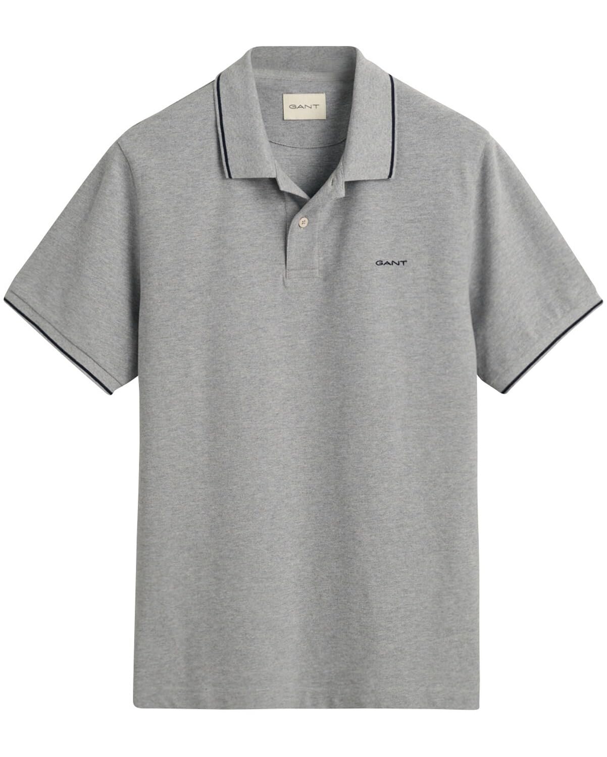 GANT Men's Tipping SS Pique Rugger, Grey Melange, XXL