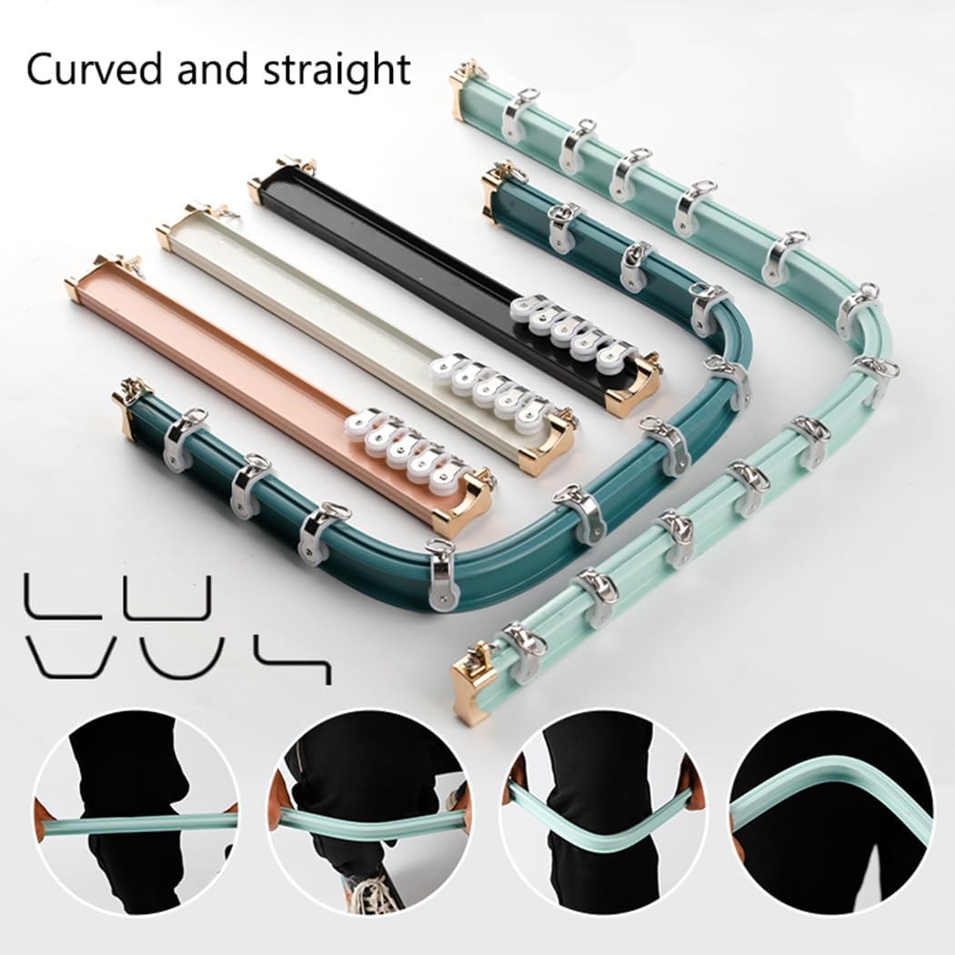 Ceiling Track Flexible Bendable Curtain Rail Wall Mount Curved Curtain Track Set System For Bay Window Room Divider(Black,15.1FT/460CM)