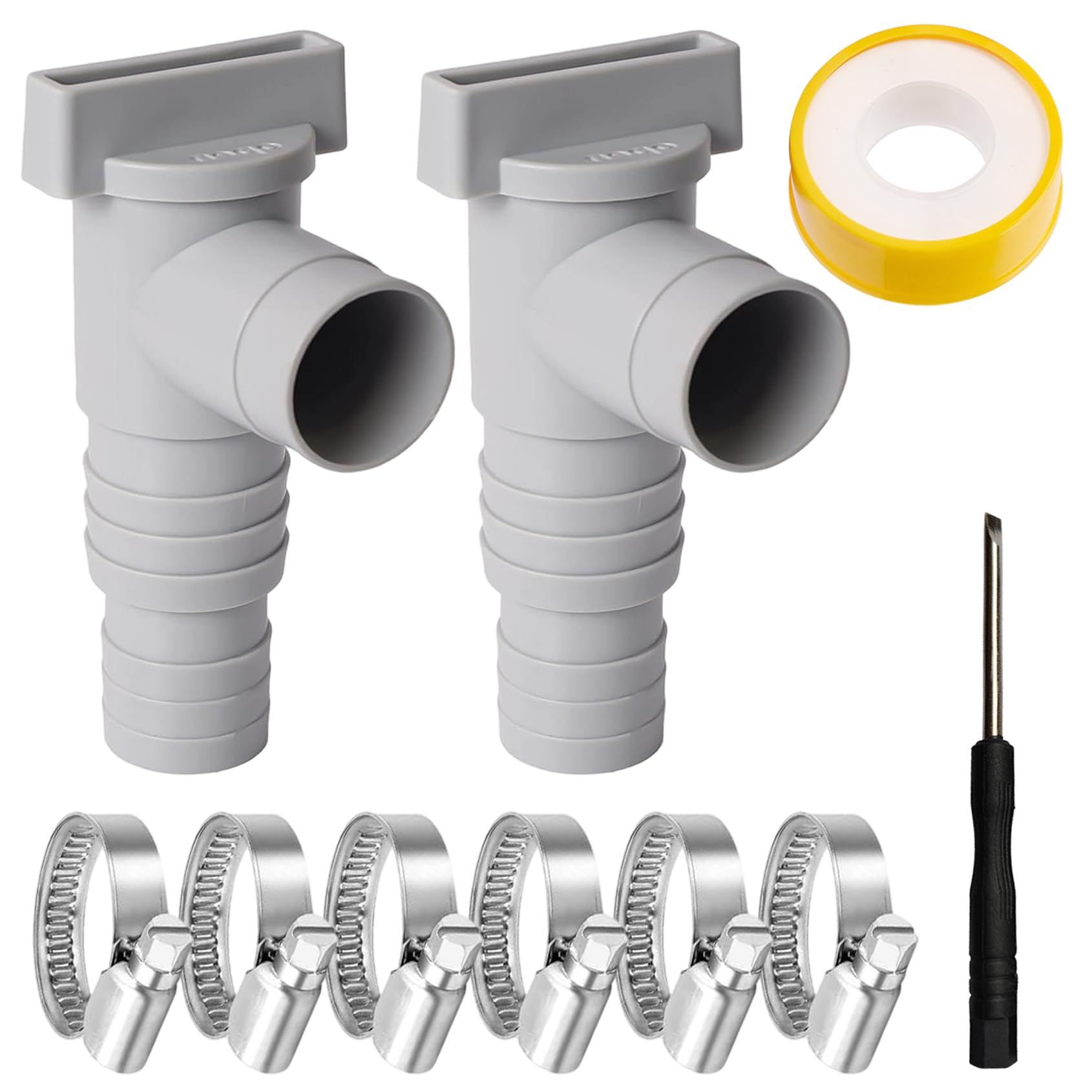 Forbabe Shut-off Valve Pool 32 mm, Set of 2 Pool Hose Adapters, Shut-off Valve, 32 mm to 38 mm, Pool Accessories for Above Ground Pool and Pool Pump Maintenance