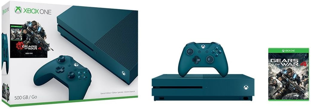 - Microsoft Xbox One S 500GB - Gears of War 4 Blue Special Edition Console Bundle