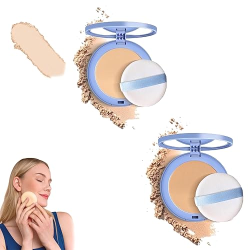 Currentlye Polvo Compacto, Matte Wet and Dry Powder, Polvo Compacto Perfection Mate, GAGK Matte Perfection Pressed Powder, Pressed Face Powder, GAGK Oil Control Powder (2pcs-02, one size)