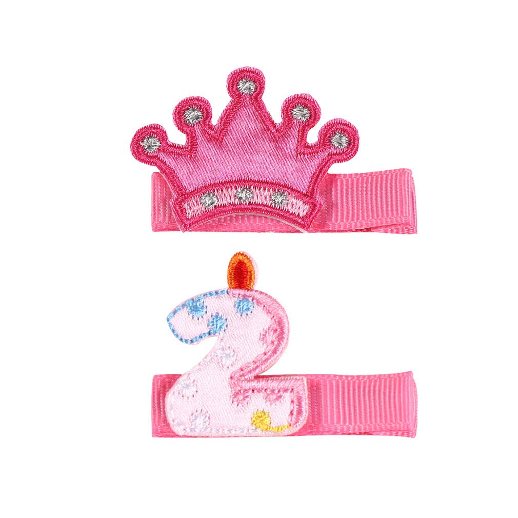 Baby Birthday Hair Clips Pin Birthday Girls Hairclips Cake Crown Girls Hairpin JBC34 (2 Year)