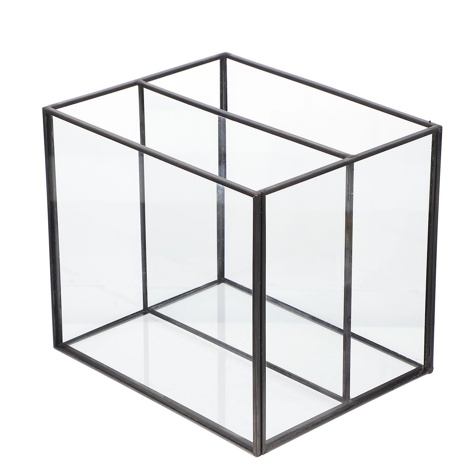 ERINGOGO Boîte de Rangement Cosmétique et Bijoux Verre Compartiments Organisation Compacte pour Maquillage et Accessoires Usage Domestique Cuivre Noir