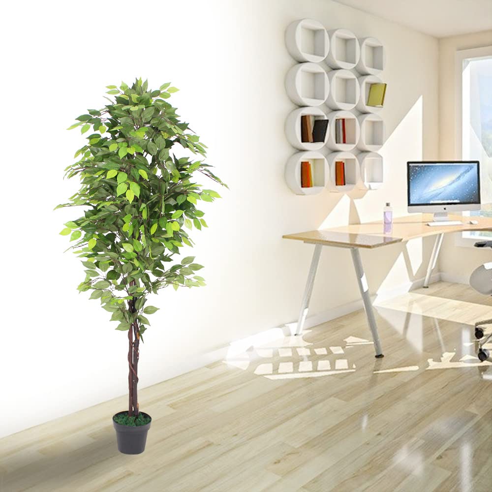 Ficus Plante Artificielle 180cm avec Bois Véritable Decovego