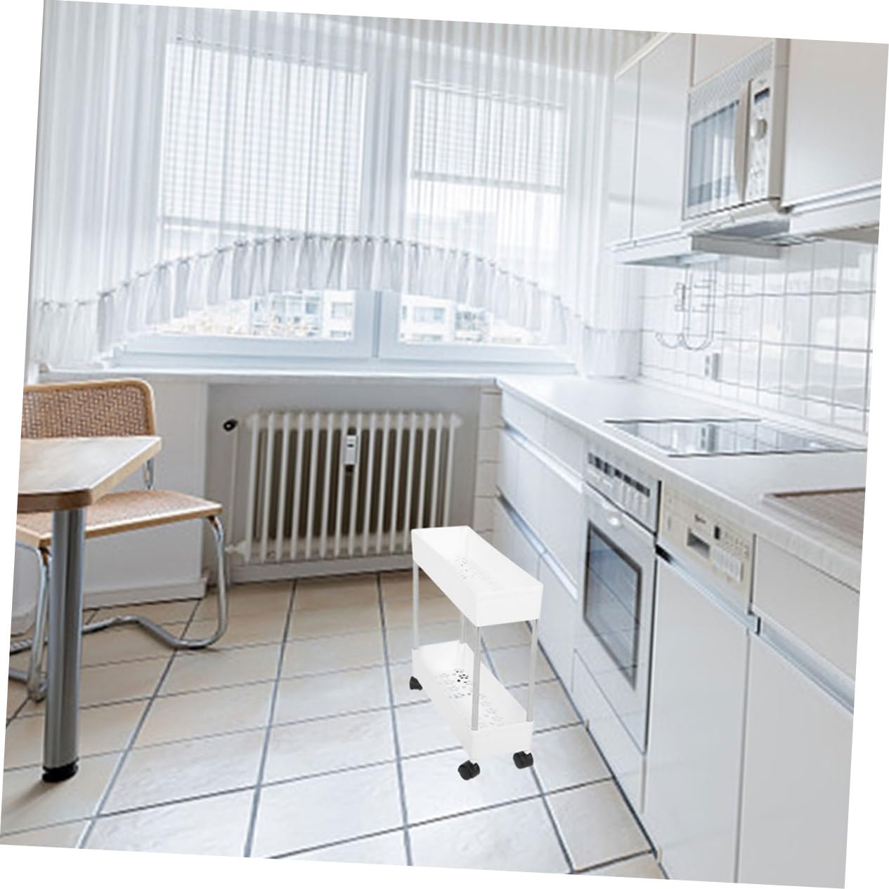Carrello da Cucina a 3 Livelli Ruote, Struttura in Plastico e Ferro, Salvaspazio per Cucina e Bagno, Organizer Mobile Multiuso
