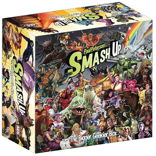 AEG Smash Up: Bigger Geekier Box | Card Game Storage Solution | Includes Geeks & All-Stars Factions | 2-4 Players | Ages 14+ | 30-45 Minute Playtime
