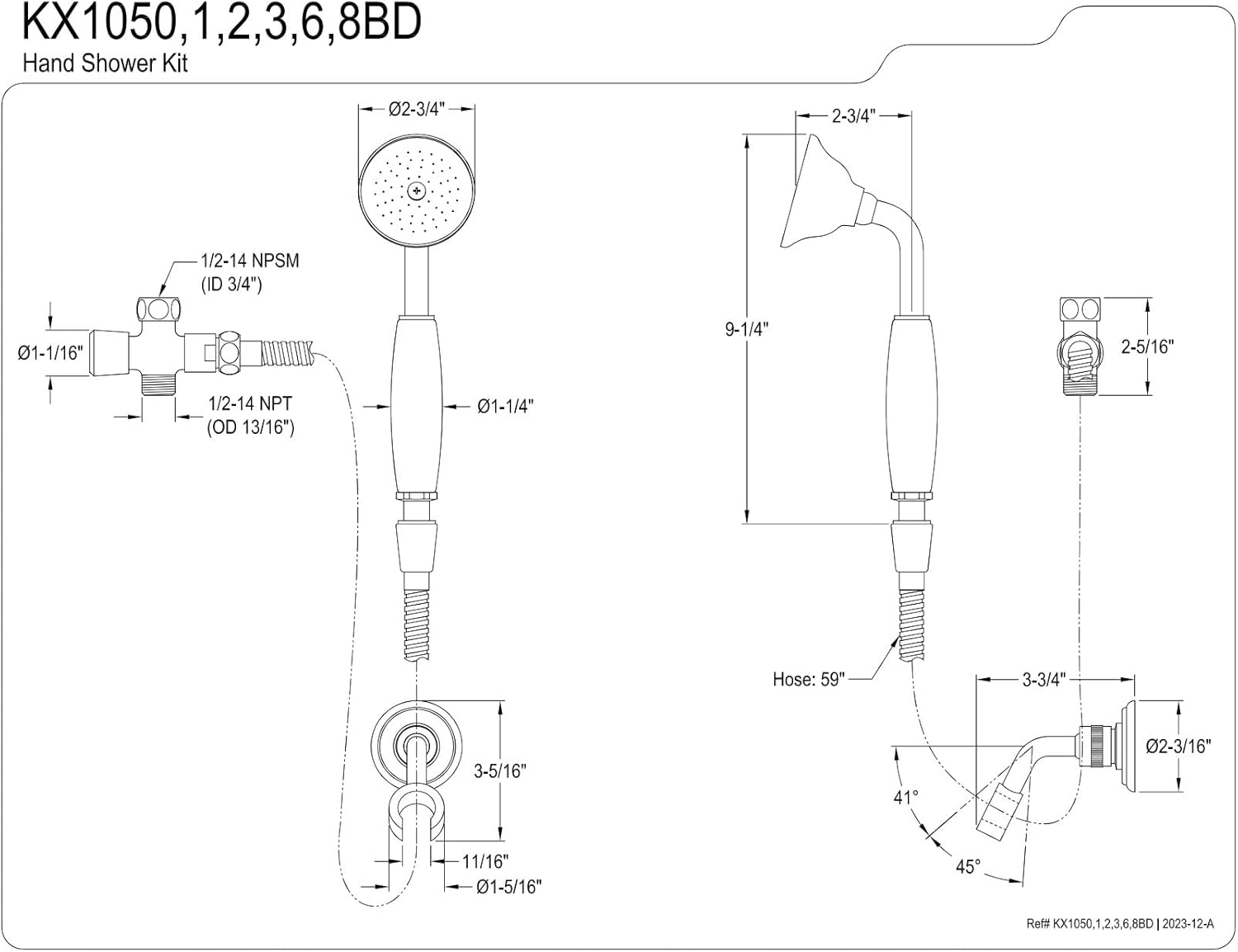 Kingston Brass KX1051BD Victorian Hand Shower Kit, Polished Chrome