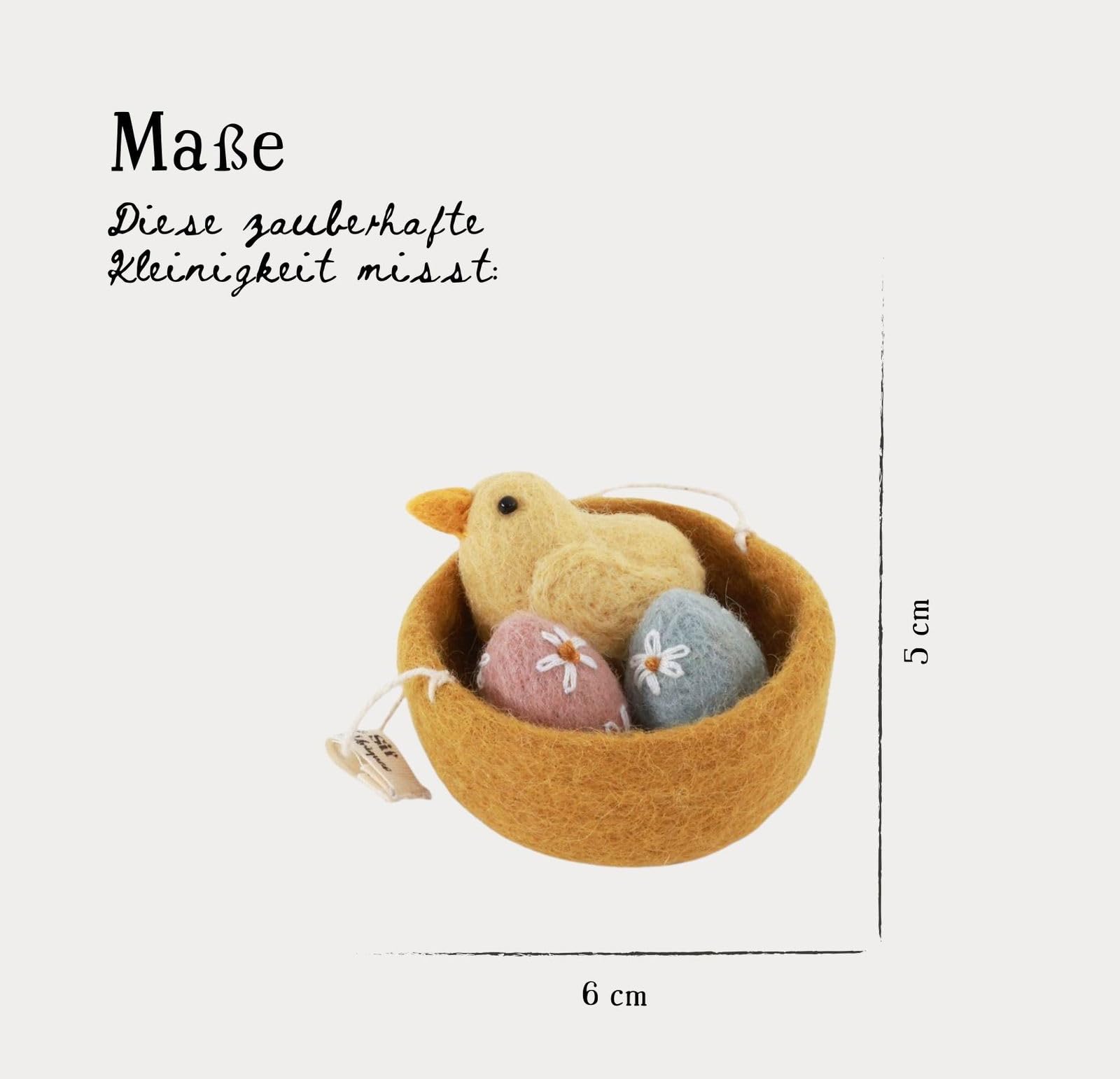 Gry & Sif Fatto a mano e certificato Fairtrade, elegante design danese x artigiani nepalesi | Nido con uova e pulcini | Decorazione pasquale