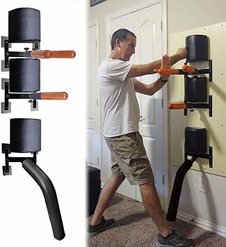 ZIMGOD Wing Chun Dummy Wall Wing Chun Man Pile Equipment, Martial Arts Training Dummies with Wooden Spring Arm, Indoor Home Kung Fu Trainer Tools, Tai Chi Practice Device