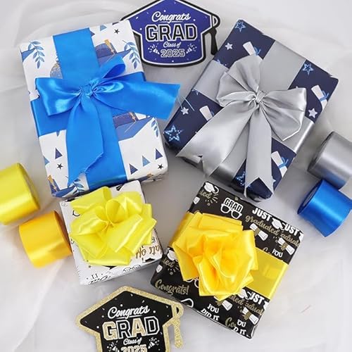 TONIFUL 5cm x 20M Gelb band breit geschenkband große schleife satinband für auto Bogen Schleifen Partydekoration Stuhl Hochzeit Der Valentinstag Geschenkverpackungen Strauß geschenkband