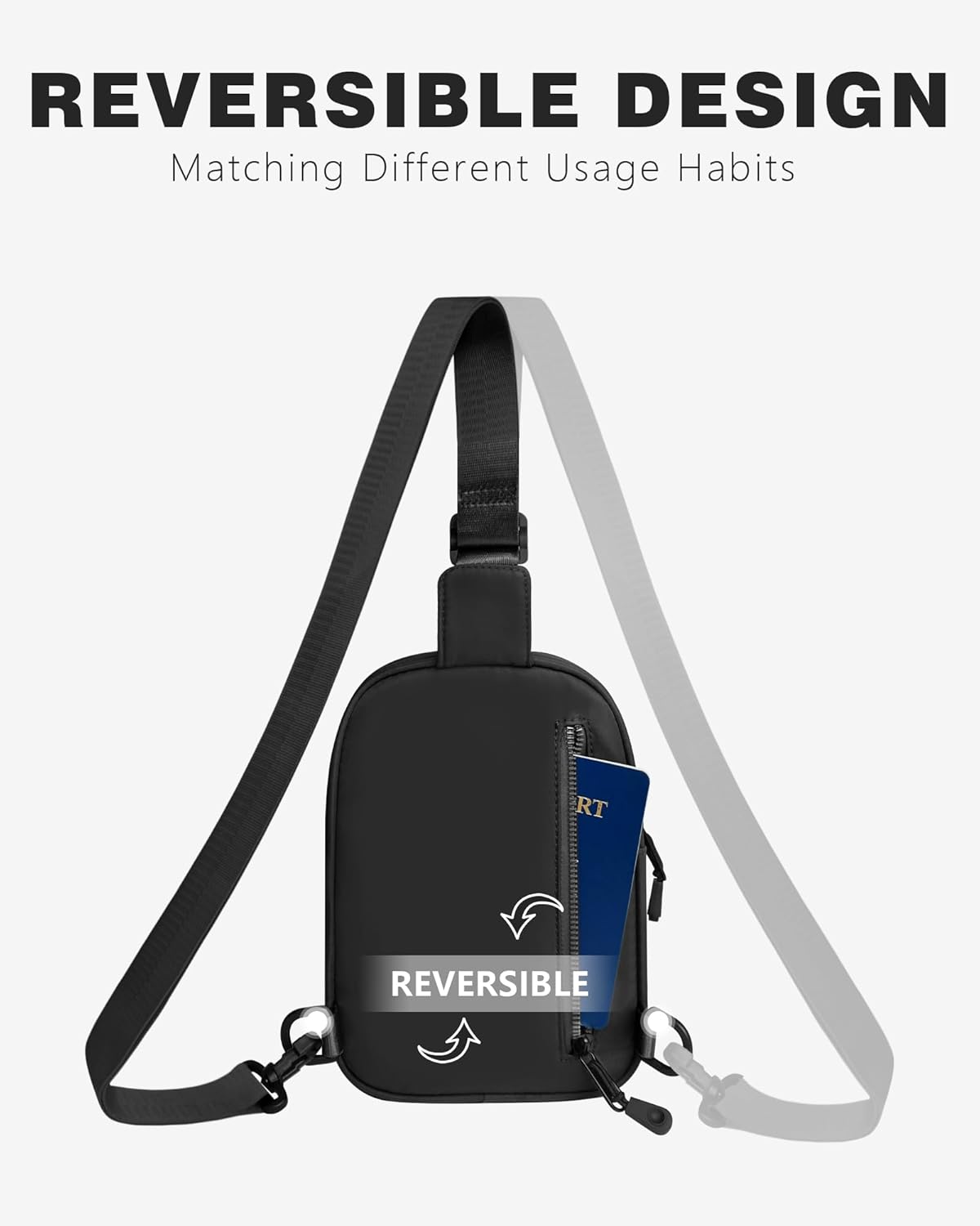 BAPHITY Small Sling Bag for Women and Men, Crossbody Bag Trendy, Fanny Packs Purses Chest Bag for Travel - Black - Image 6