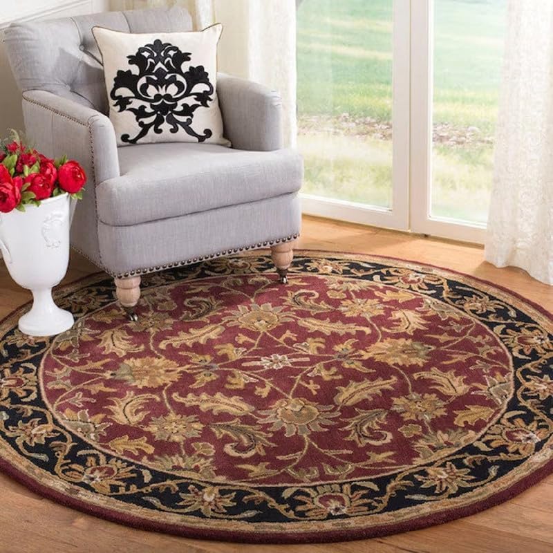 Cozy Soft Wool MATARIAL Non Slip Classical Look Handmadetufted Woolen Thick Round Carpet for Bedroom Hall Carpet for Home Decor Aesthetic Rugs with 20 MM Pile Thikness Size 3X3-image-20