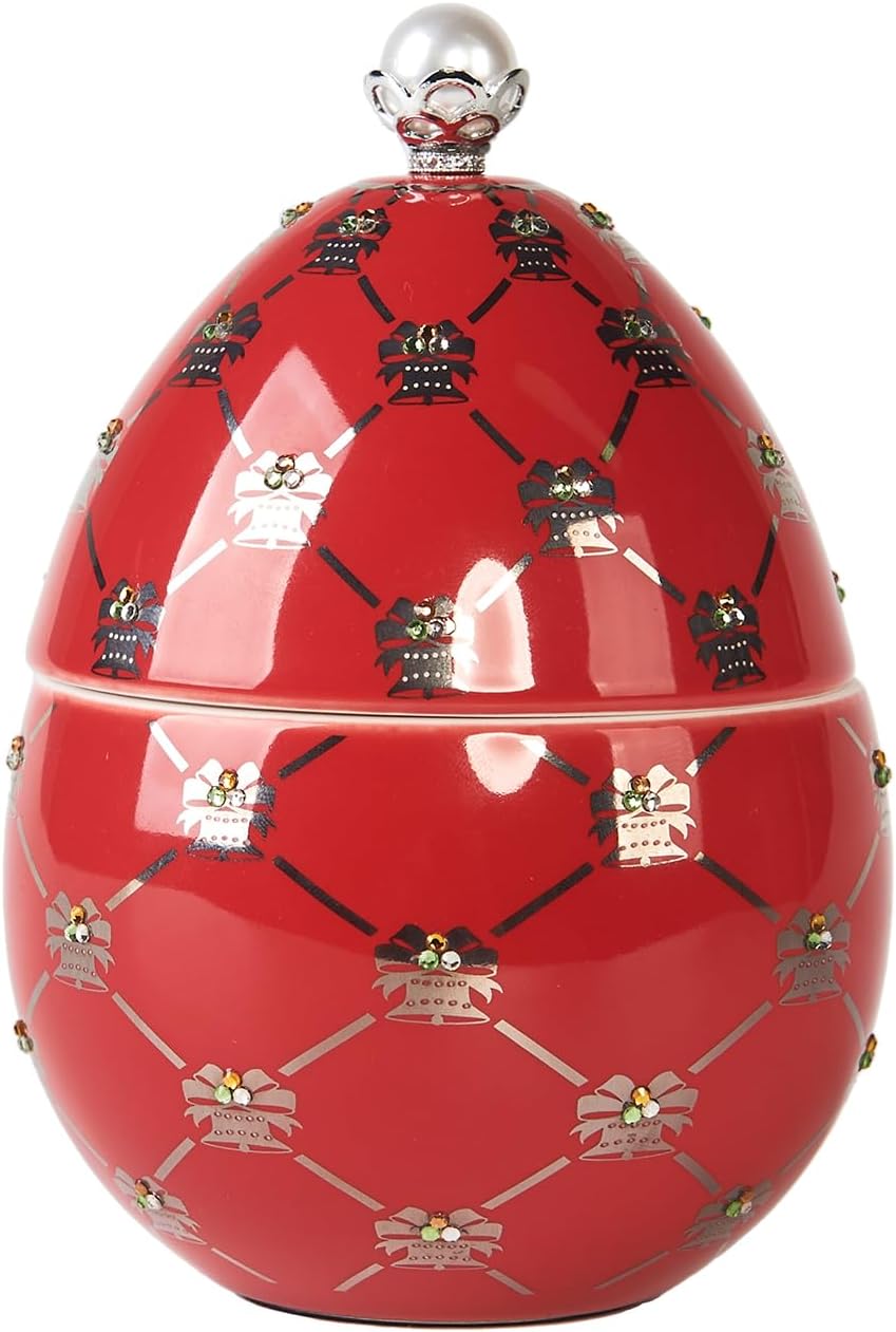 Christmas Candles | Scented Egg Candle with Cinnamon, Caramel, and Nutmeg | Elegant Christmas Decor & Gift | Warm Holiday Ambiance for Living Room and Gatherings | 14 Cm | Red