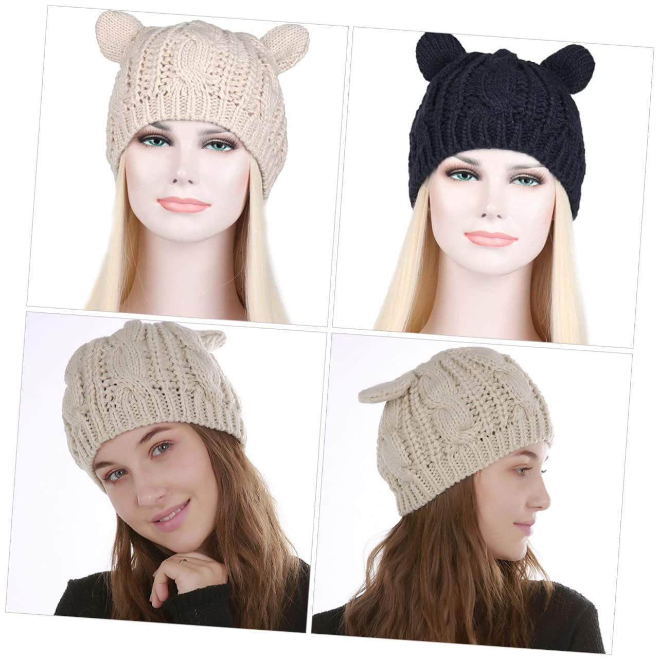 SHERCHPRY 8 Piezas gorro con orejas de gato espesar sombrero gorro de punto sombrero de Beanie de niña as os mujer o de mujer tejido s unisex algodón