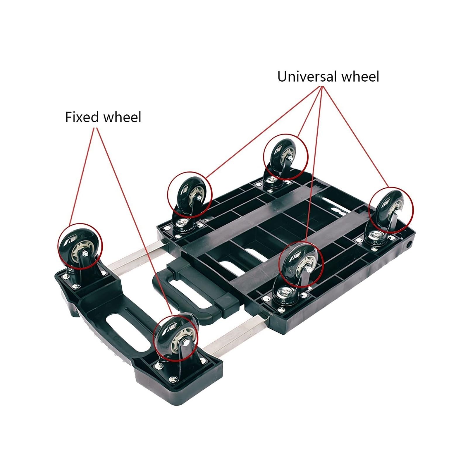 Carrello a mano a 6 ruote con manico espandibile, capacità 150 kg, per casa, ufficio, viaggi e traslochi
