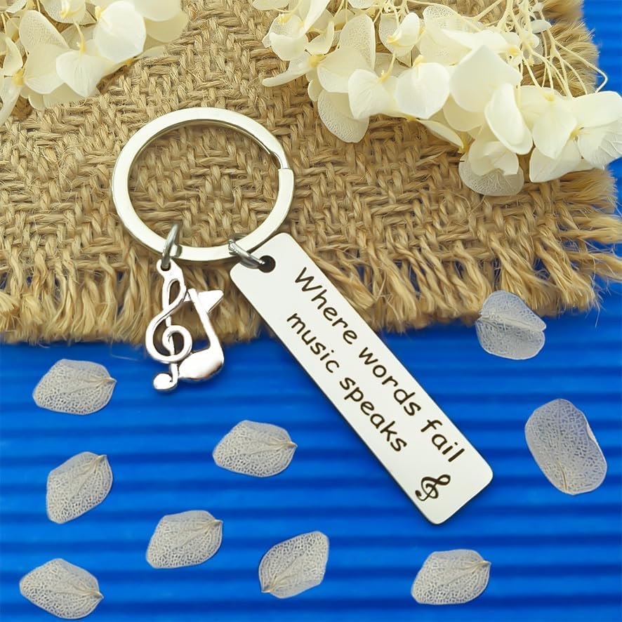Music Teacher Keychain Appreciation Christmas Gifts Inspirational Gifts for Musicians Key Ring Musical Note Charm Keychain - Image 3