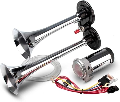 Miniatura 2 de Cuerno de coche FARBIN para Honda series.12 V 150 db Super ruidoso, trompeta doble de zinc cromado, cuerno de camión con compresor y arnés de cable,