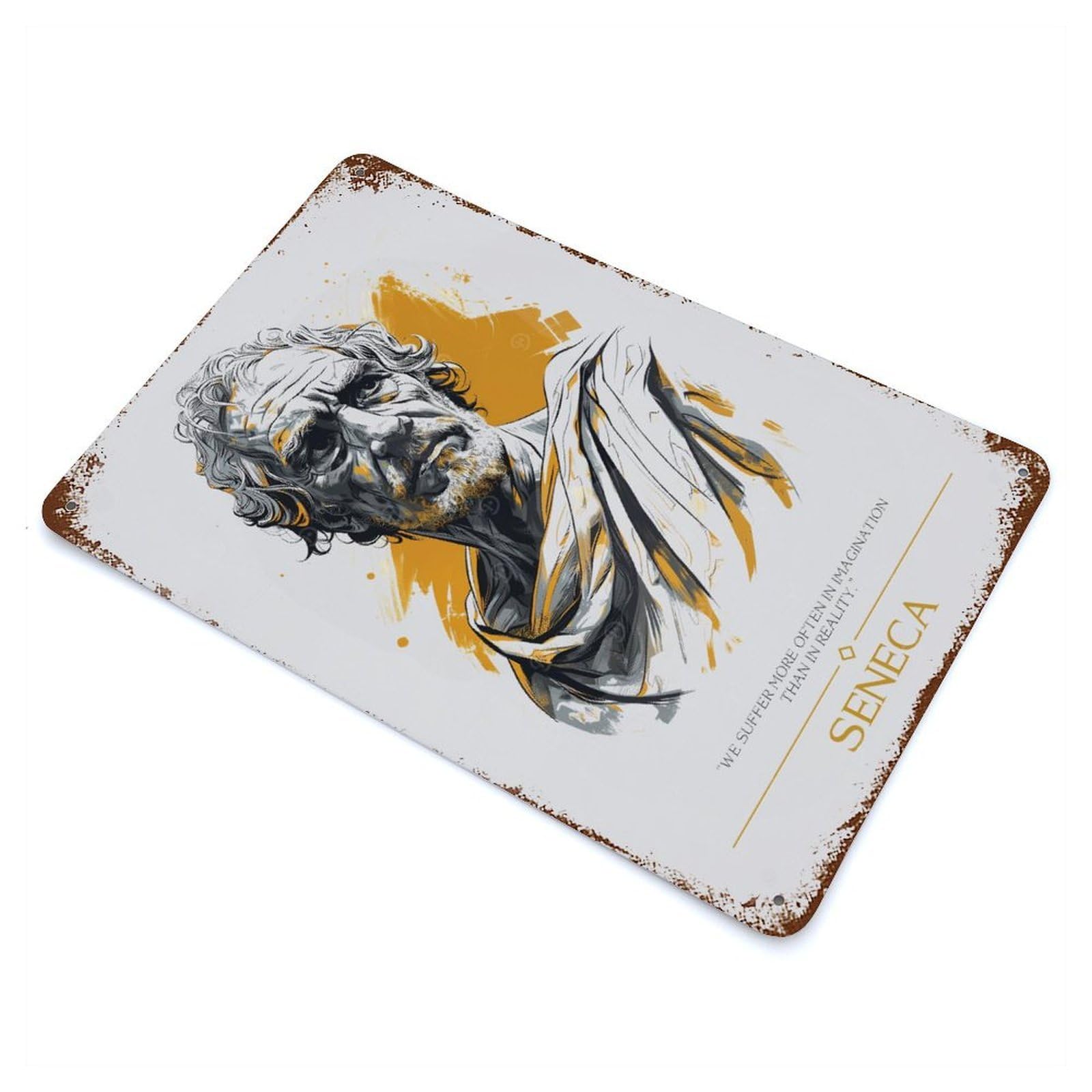 Seneca Weathered Tin Sign 11.8"x7.9", Classic Wall Plaque for Garage, Bar And Workshop Decor