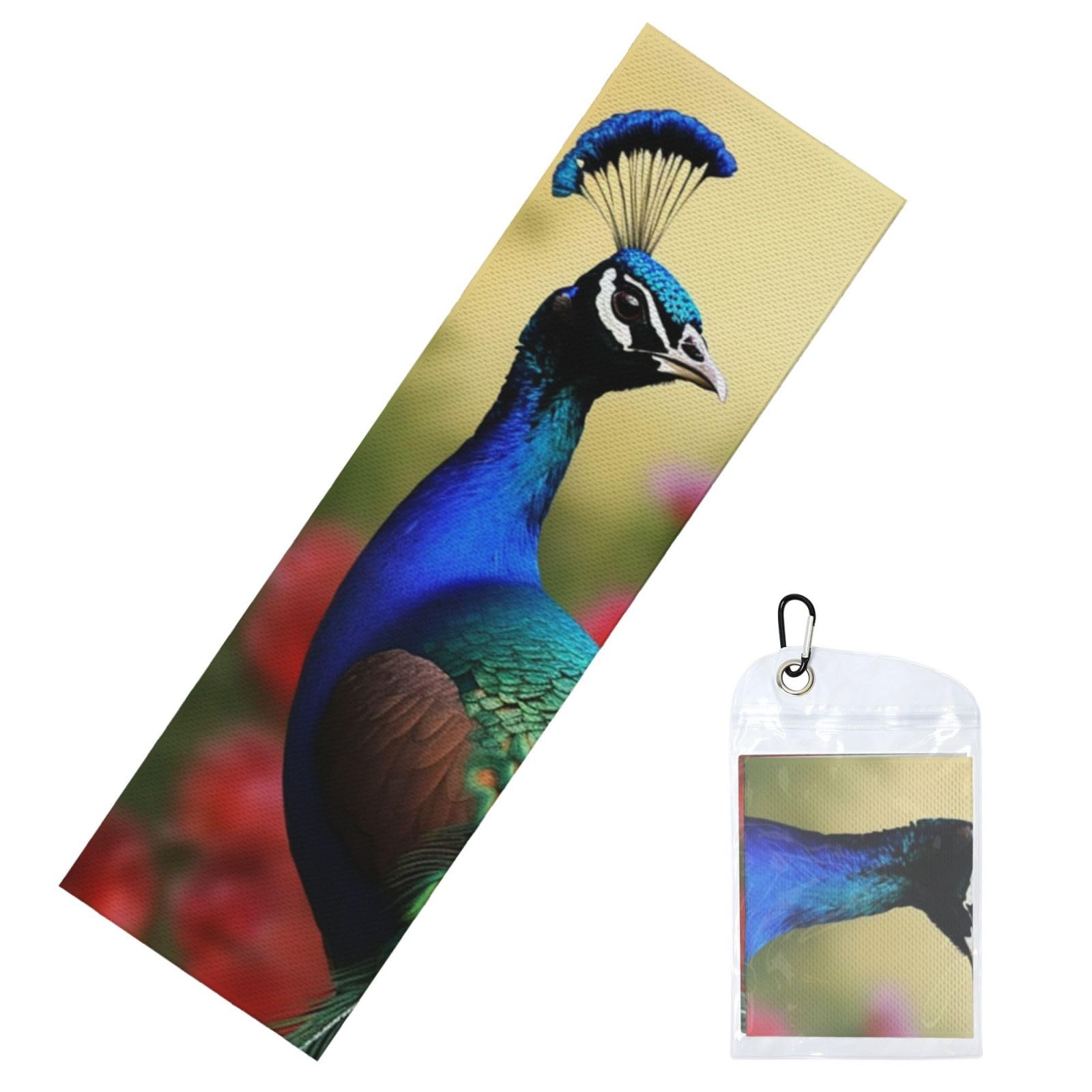 DWVTSLH Cooling Towel for Neck and Face, Peacock Flowers Ice Towel for Hot Weather, Soft Microfiber Chilly Towels with Waterproof Bag & Carabiner, Breathable Workout Towels 40"x12"