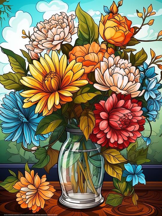 Wergund - Juego de pintura de diamantes para plantas de adultos, bordado de diamantes de imitación de cristal de taladro completo, punto de cruz,