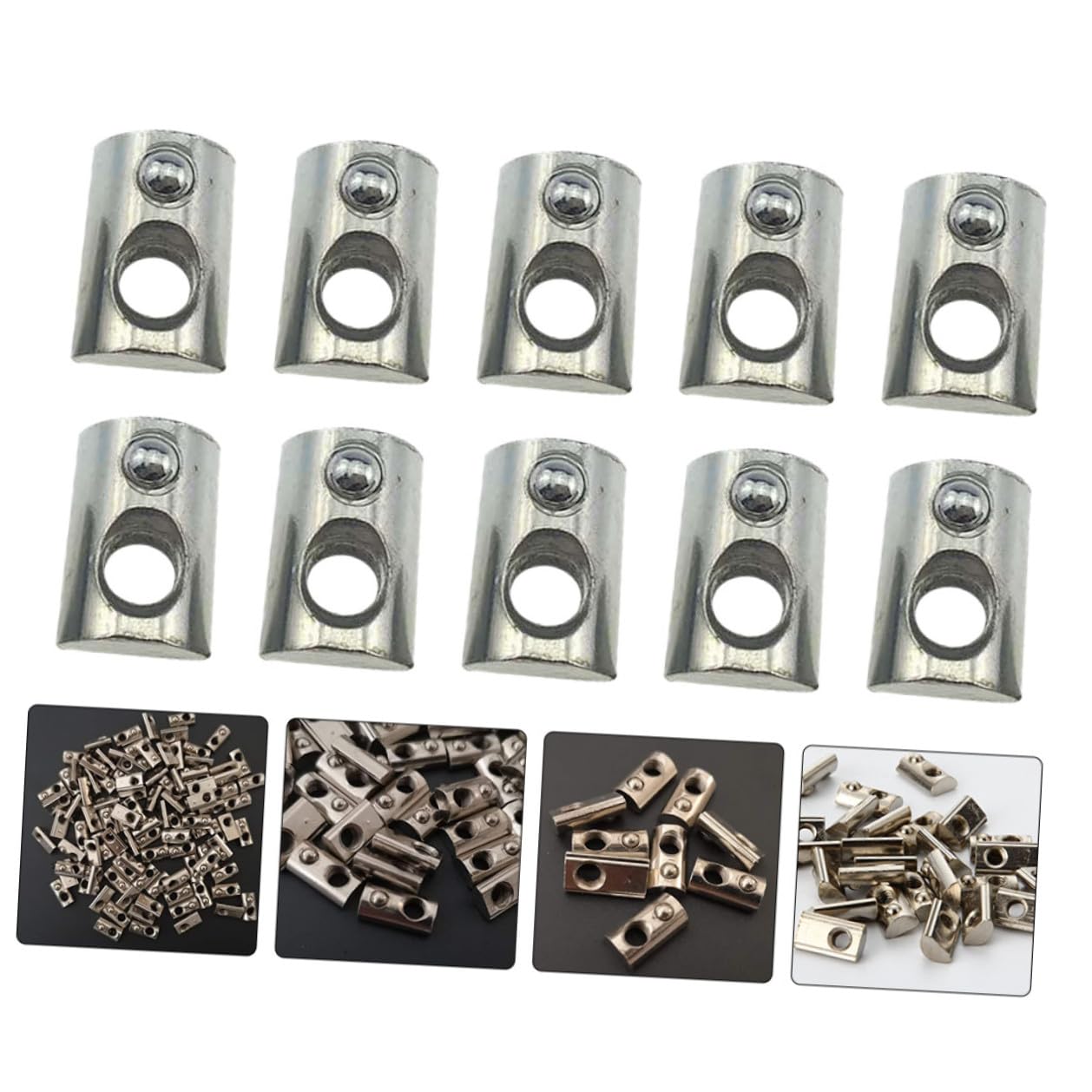 100pcs Carbon Steel Nickel-Plated T Slot Nuts Spring-Loaded Elastic T-Type Nuts for European Standard Aluminum Profile Insert for Industrial Fastening