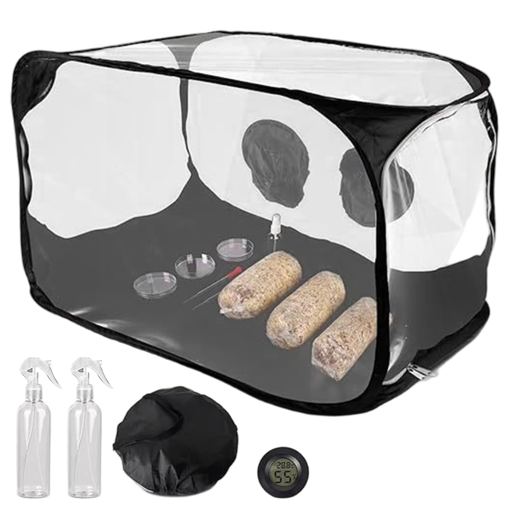 Tente de Culture, boîte à air immobile 38x20x25 Pouces, Tente de Culture Champignons en Plastique Transparent, boîte Champignons Portable Pliable pour Spores, Fournitures d'horticult