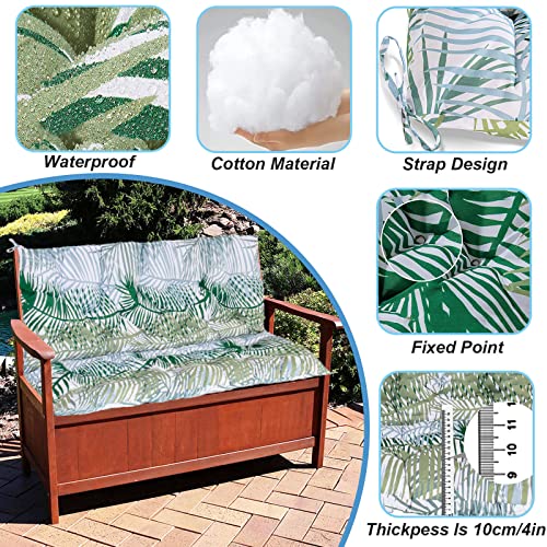 Dhijupng 3 Person Swing Cushions Replacement, Porch Swing Cushions With Backrest Waterproof Bench Pad Cushions, Thicken 4" Outdoor Swing Cushions For Patio Garden Furniture(Bamboo Leaves 60X40In) #TOP3