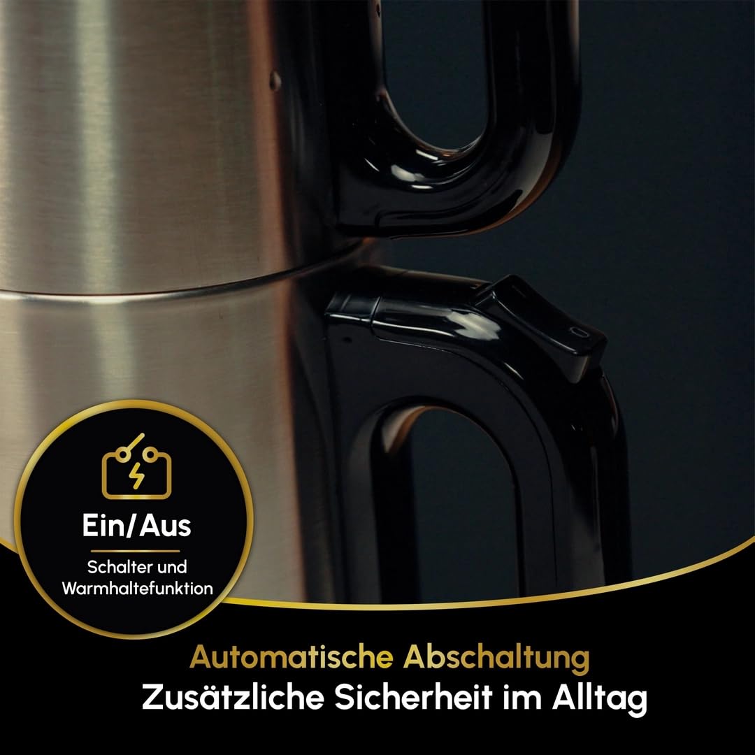 Dem Efendi Teekocher – 2,0L + 1,0L, 1800W, Edelstahl Teemaschine, Warmhaltefunktion, 360° Basis, Türkischer Teekocher