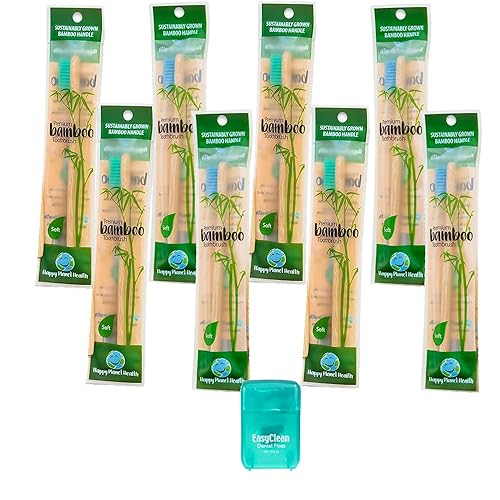 HDP Tamaño del cepillo de dientes de bambú para adultos: paquete de 8 con color adicional: bambú adulto