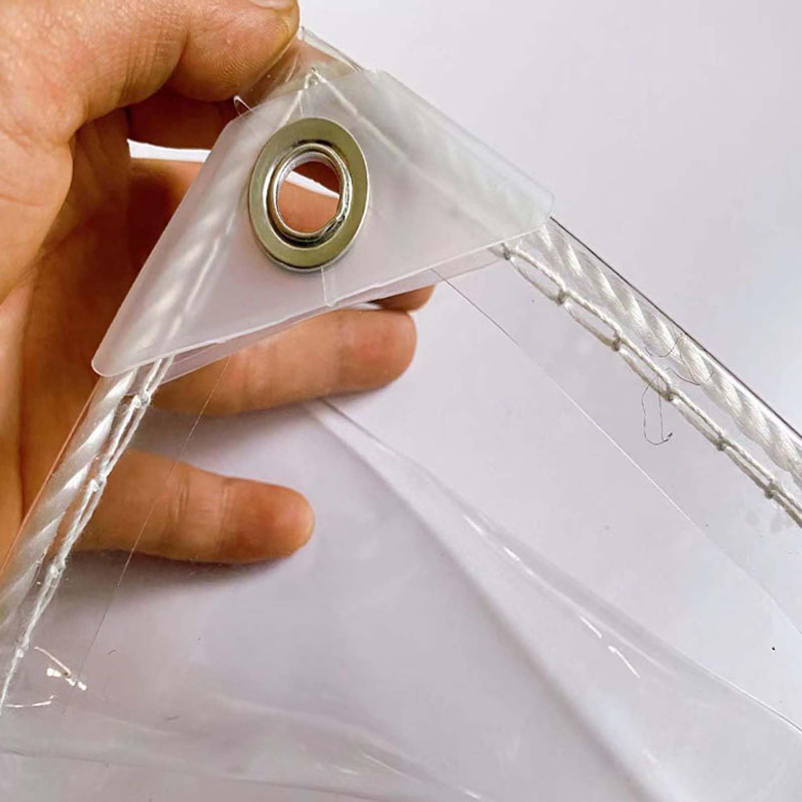 Telone trasparente con occhielli, tela cerata trasparente in PVC resistente, copertura trasparente impermeabile, antipolvere, antipioggia, antivento, telone trasparente, per campeggio, piante serra
