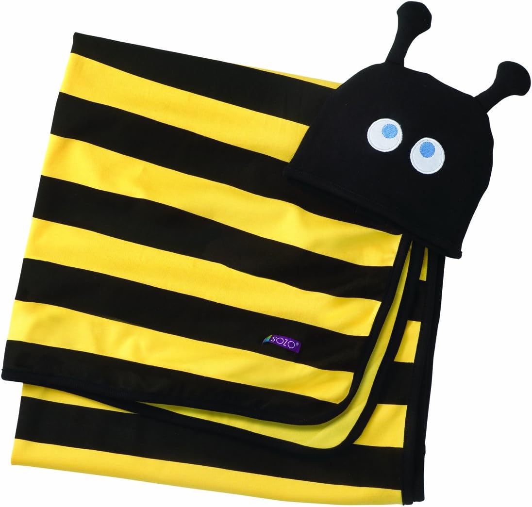 SozoBaby-Boys Newborn Beehave Swaddle Blanket and Cap Set