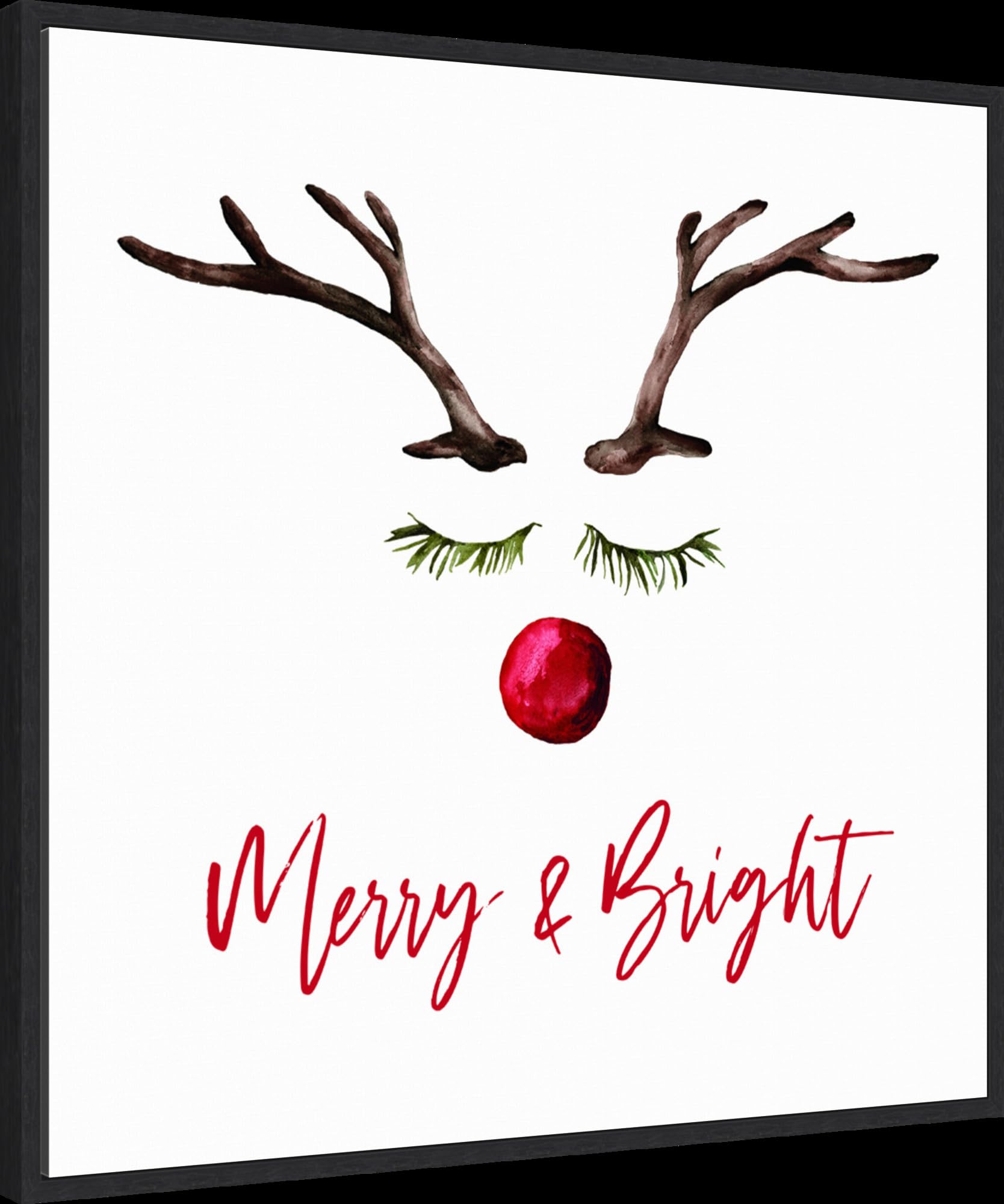 Amanti Art Framed Canvas Wall Art 30x30 Reindeer Merry and Bright Portfolio, Framed Wall Art Canvas, Holidays Artwork, Modern Decor, Large Poster Painting for Living Room, Bedroom,