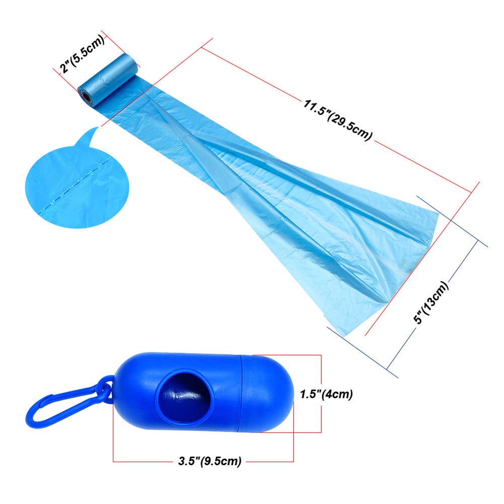 SOCHII 12/42 rotoli di sacchetti per escrementi di cani e gatti con dispenser e clip per guinzaglio, Free Size, 42