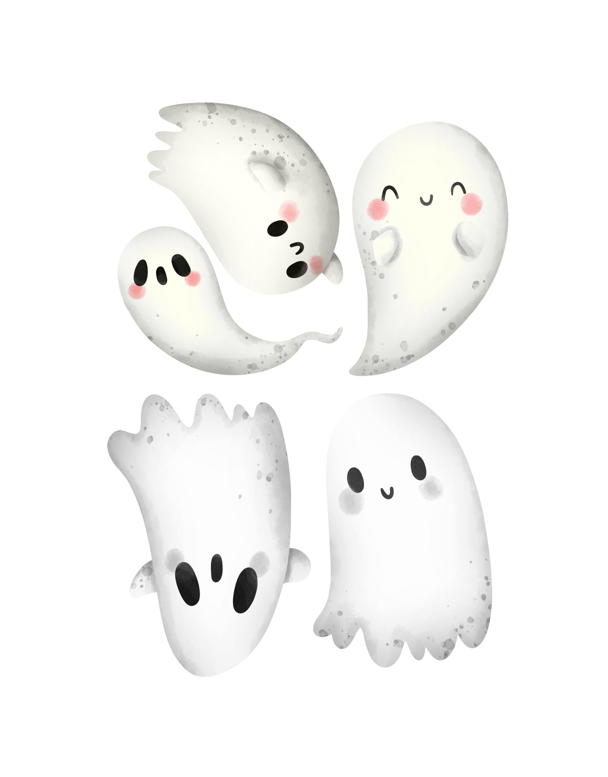 QuoteMyWall Halloween Window Stickers Decorations for Home Kids, Scary Halloween Pumpkin Bats Skulls Gnomes Ghosts Decals Removable Stickers for Home Office Shop Party (Cute Flying Ghosts)