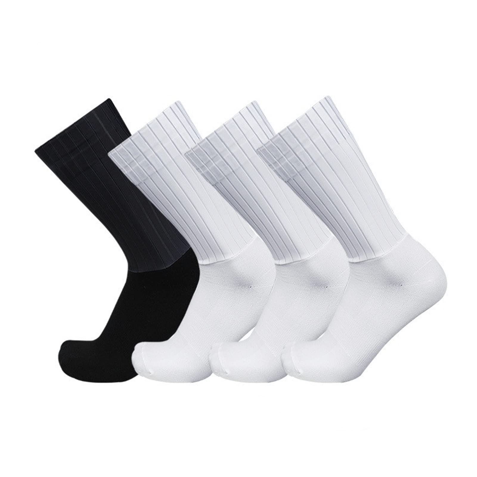 Lot De 4 Paires De Chaussettes De Cyclisme Pure Aero - Antidérapantes, Silicone, Mi-hautes