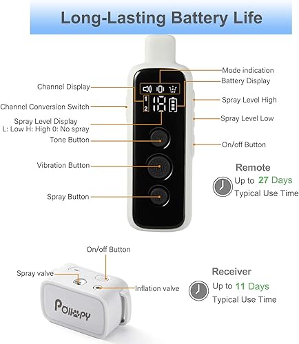 Miniatura 4 de Collar de entrenamiento para perros de citronela con control remoto y 2 receptores. No puede funcionar automáticamente, 3 modos de