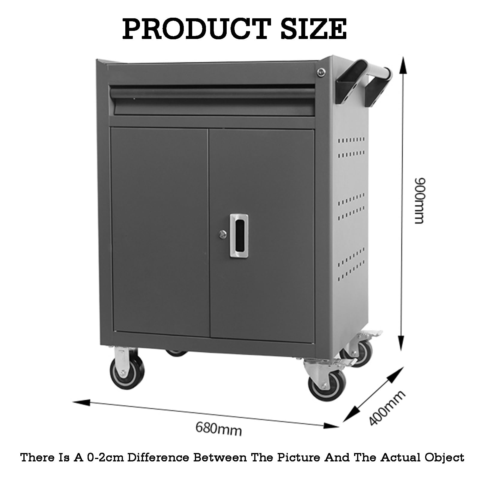 Carrello portautensili a 3 Ripiani con Ruote bloccabili - Contenitore in Metallo Resistente per Garage, Officina e Magazzino, Versatile Attrezzatura Multiuso.