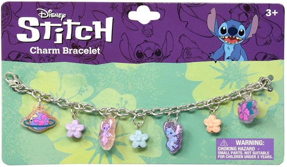 Stitch Bracelet | Stitch Disney Charm Bracelet | Stitch and Angel Jewelry for Kids & Teens